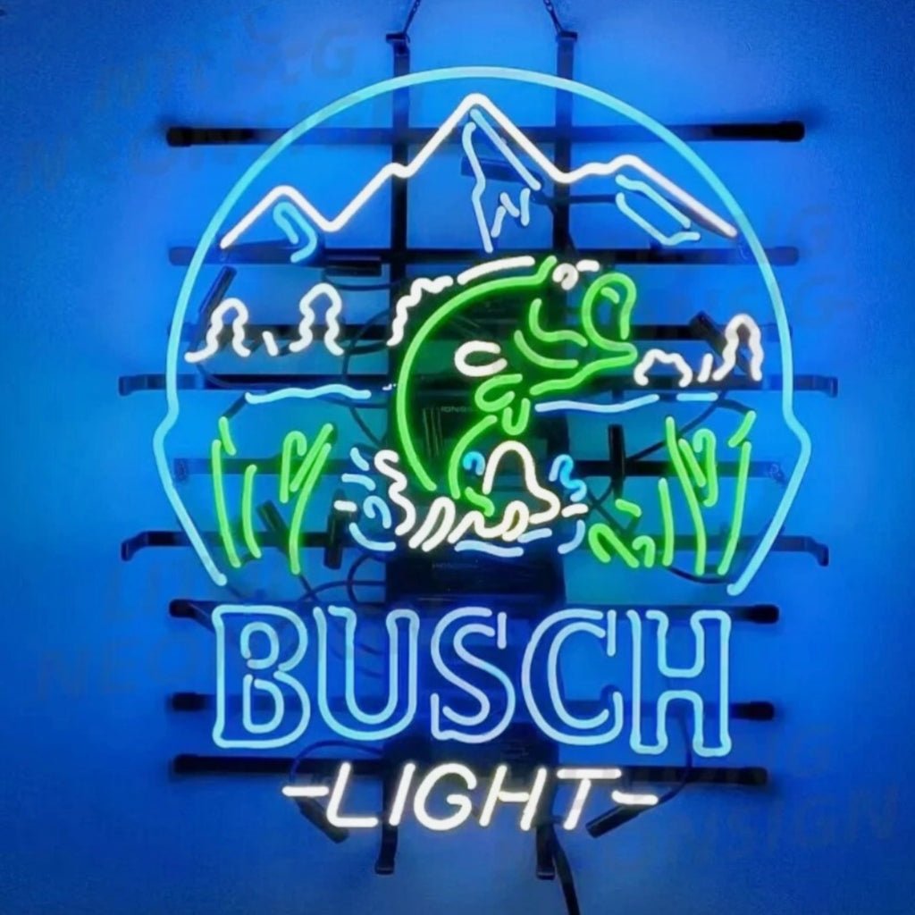 Fishing Bass Fish&Busch Light Neon Signs - themonogram manor 