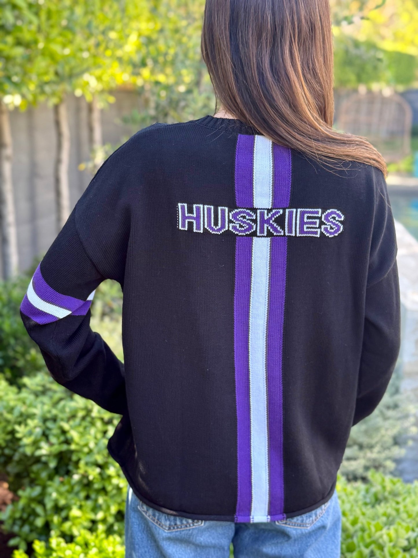 Washington Huskies Long Sleeve – Black Sweater - themonogram manor 