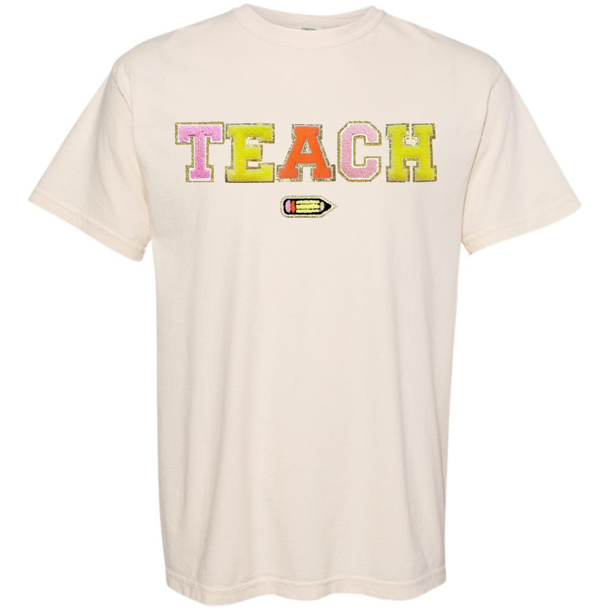 Teach Pencil Letter Patch T-Shirt - themonogram manor 