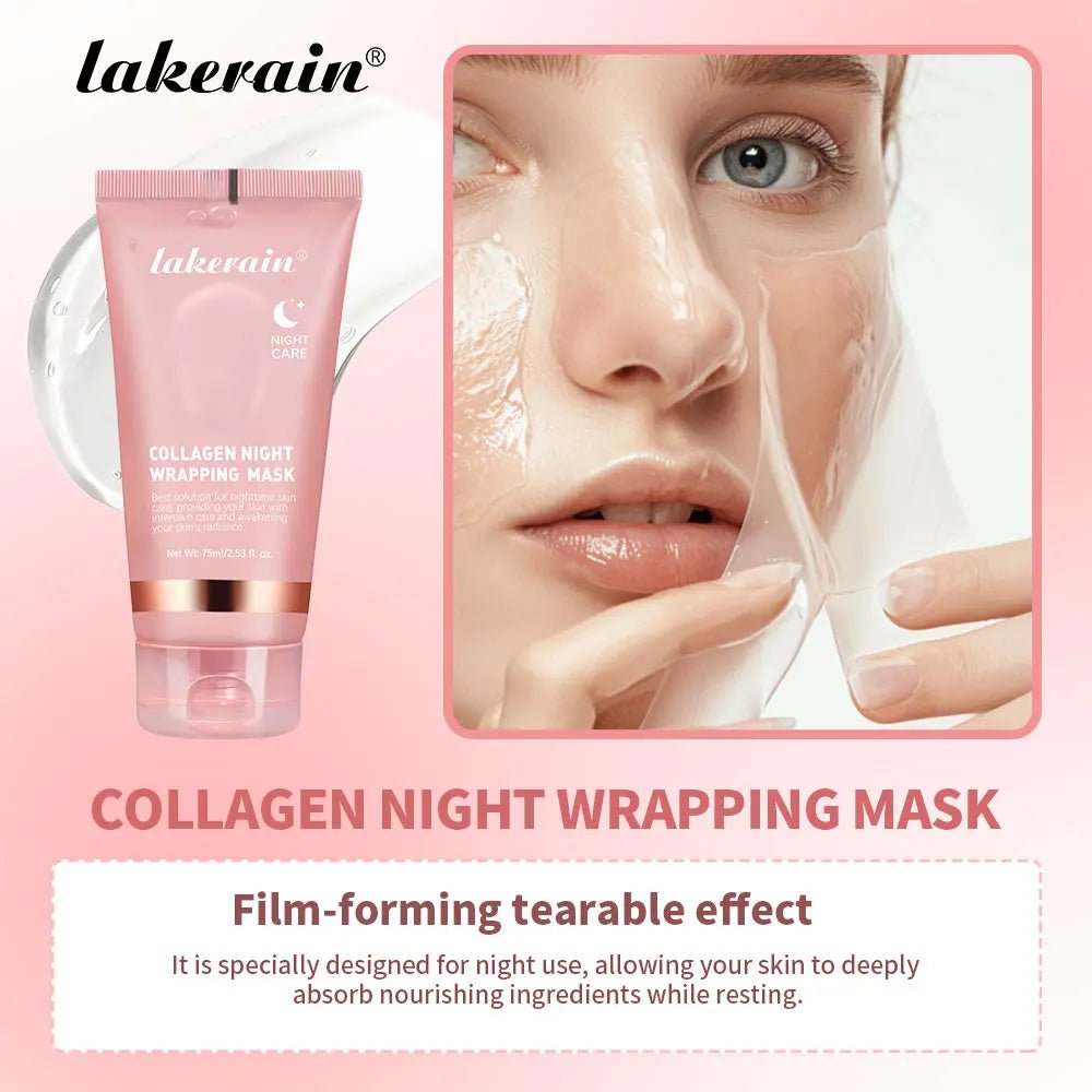 Collagen Overnight Wrapping Peel off Facial Mask Korean Collagen Night Wrapping Mask Deeply Hydrates Night Care Mask Cream 75Ml - themonogram manor 