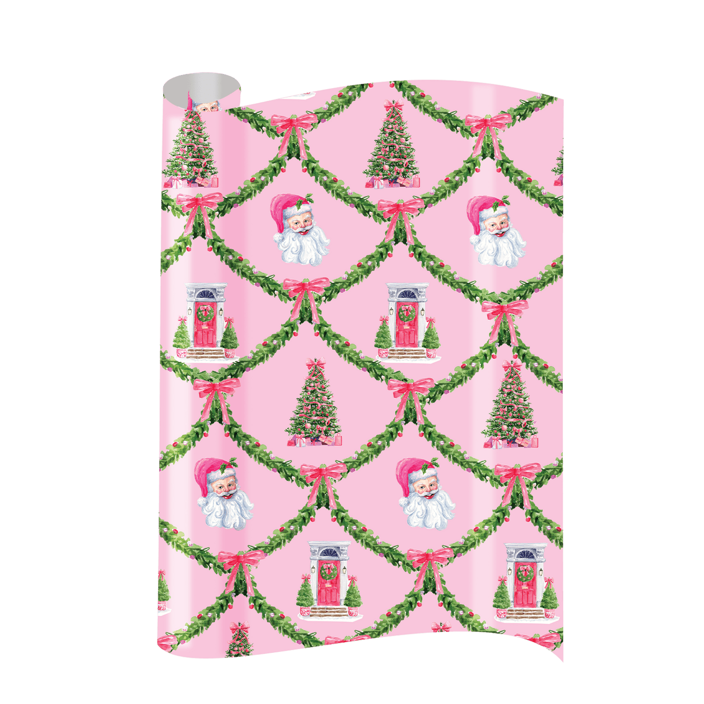 Pink Garland Gift Wrap - themonogram manor 