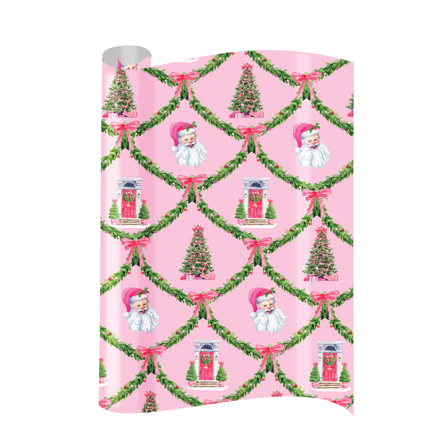 Pink Garland Gift Wrap - themonogram manor 
