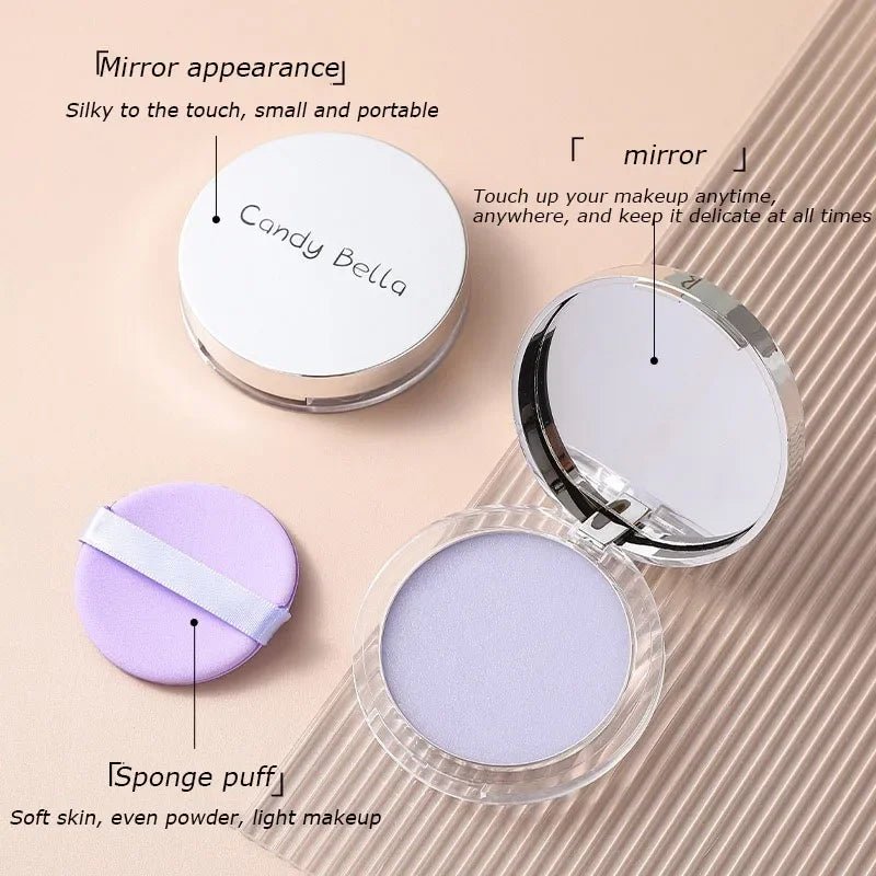 Matte Setting Powder Lasting Oil-Control Purple Glitter Pressed Powder Brightening Face Powder Jelly Compact Foundation Makeup - themonogram manor 