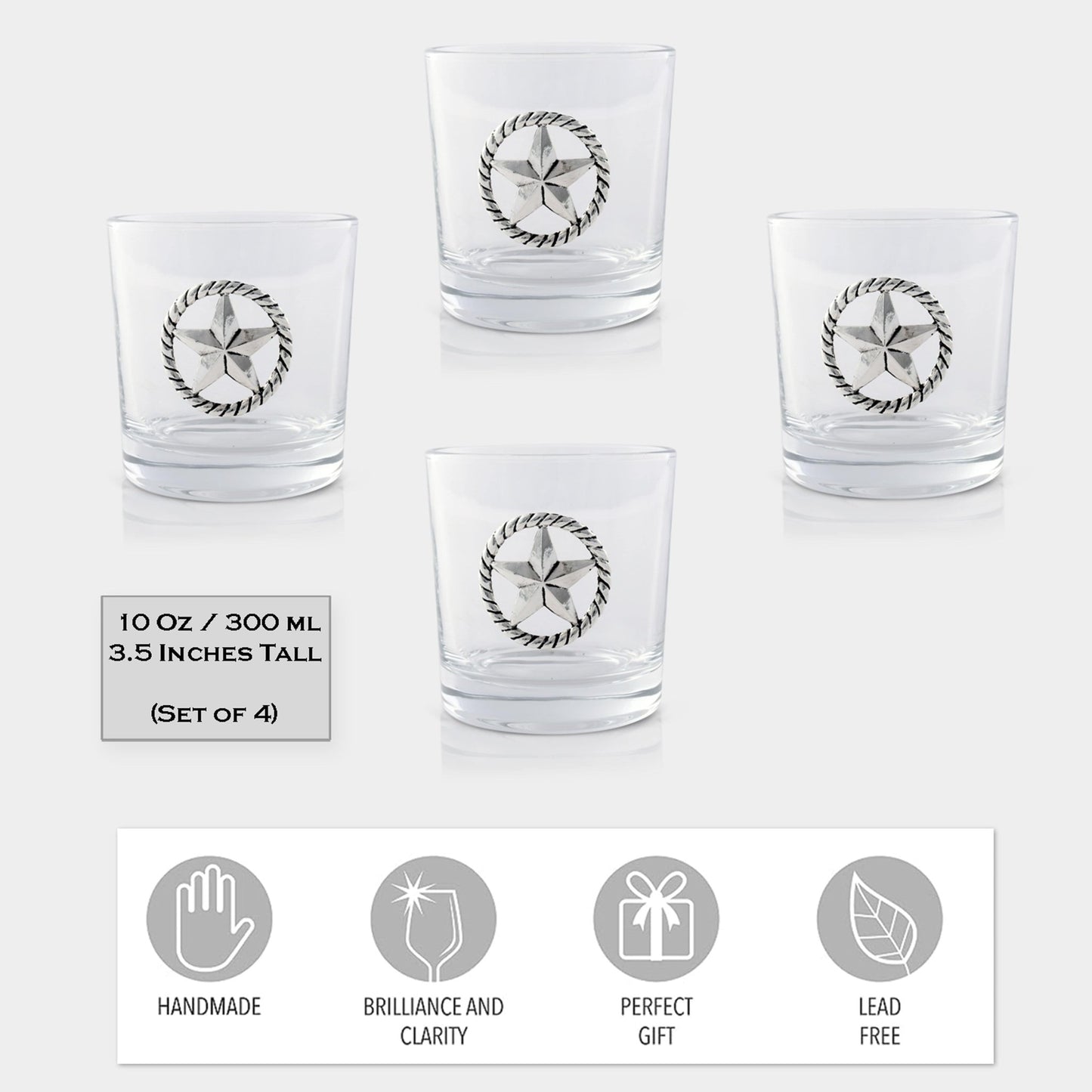 Western Star Bar Glasses Set of 4 - themonogram manor 