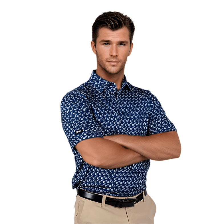 Blue Floral Men's Polo - themonogram manor 