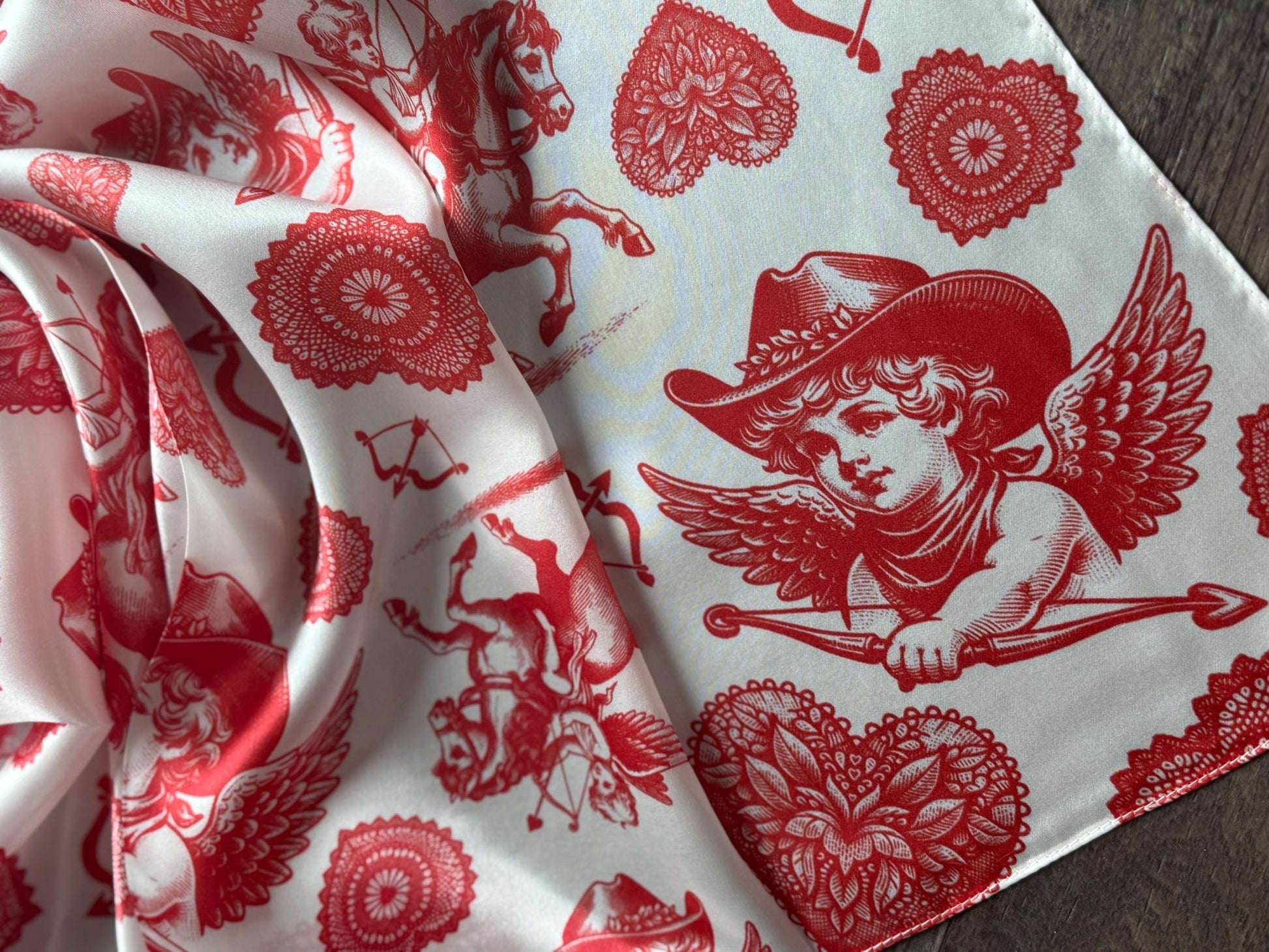 100% Silk Wild Rag “Cowboys Best Friend” by Double B Wild Rags Cowdog sketch’s on beige Corgi Frenchie Golden Retriever Jack Russel - themonogram manor 