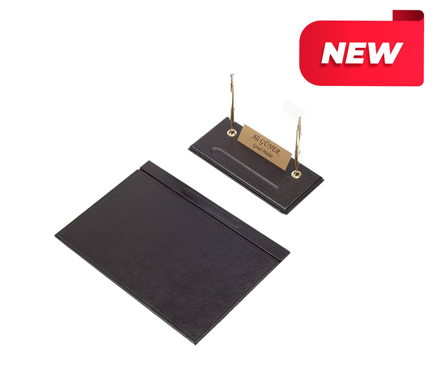 MOOG Leather Desk Set - Blue - 2 PCS - themonogram manor 