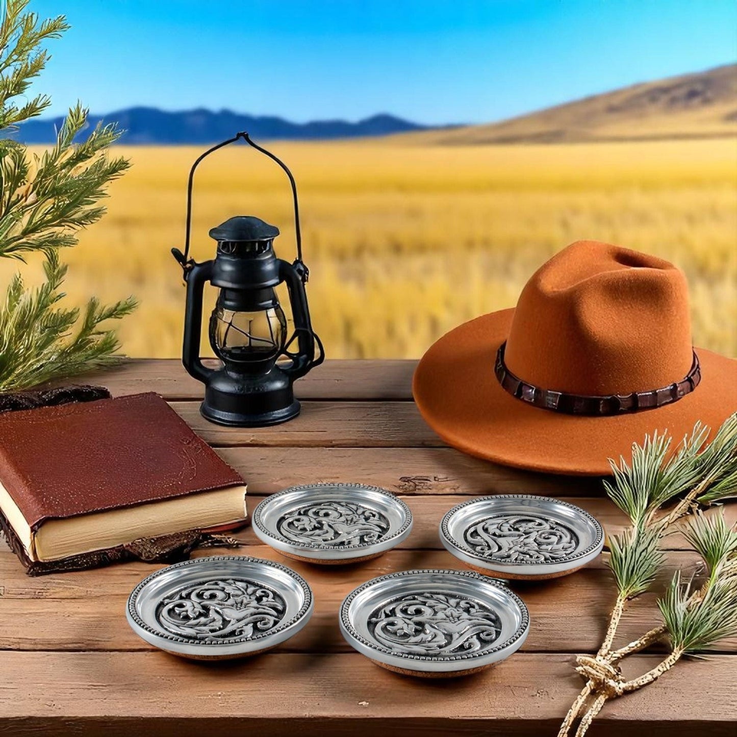 Concho Western Drink Coaster Set of 4 - themonogram manor 