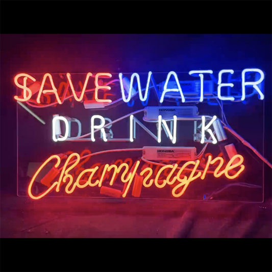 Save Water Drink Champagne Neon Signs - themonogram manor 