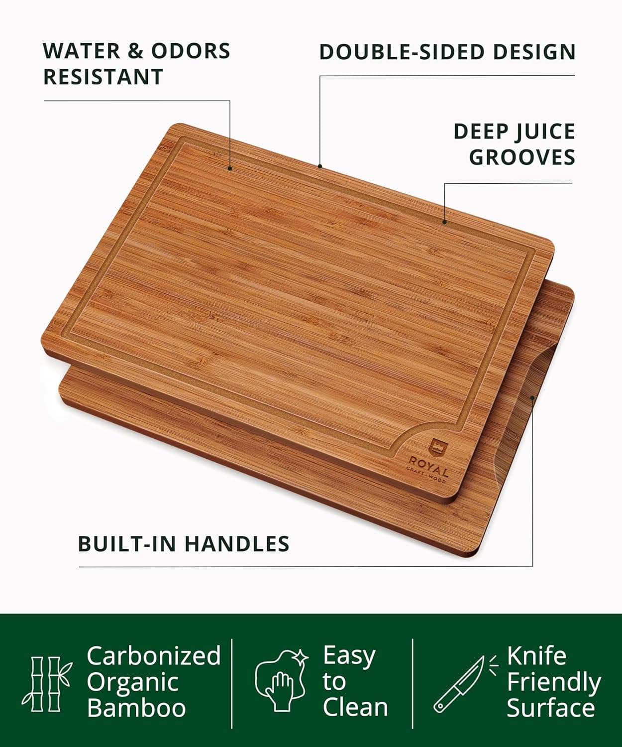 Cutting Board Set of 3, Bamboo, Brown - themonogram manor 