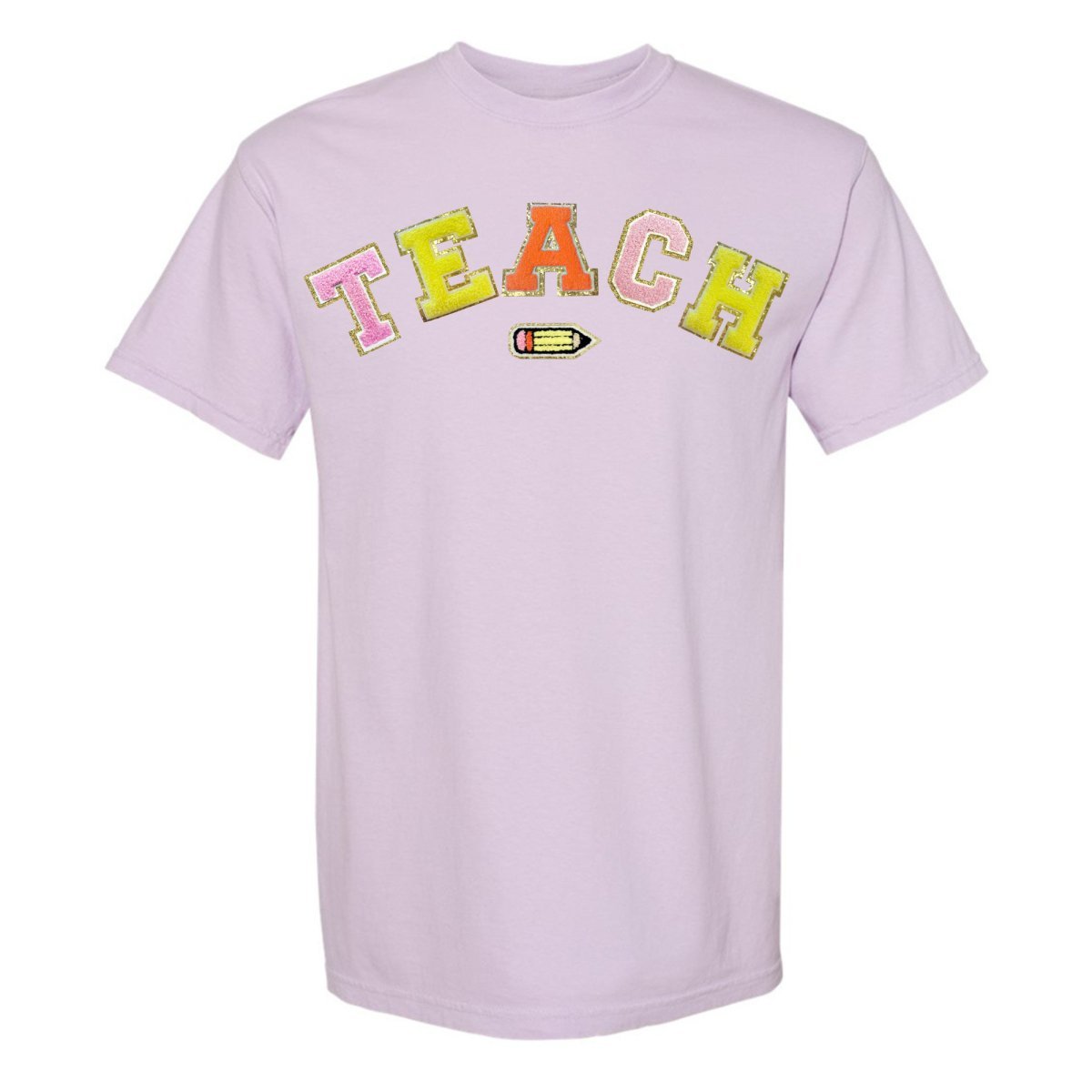 Teach Pencil Letter Patch T-Shirt - themonogram manor 