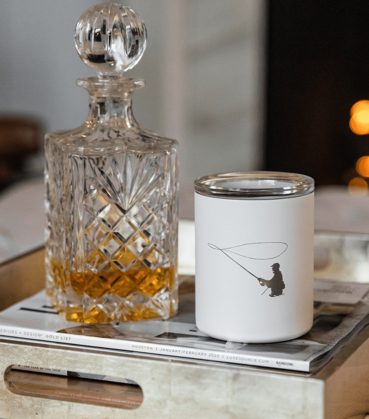 Limited Edition Fisherman Glass Lined Whiskey Glass in White - themonogram manor 
