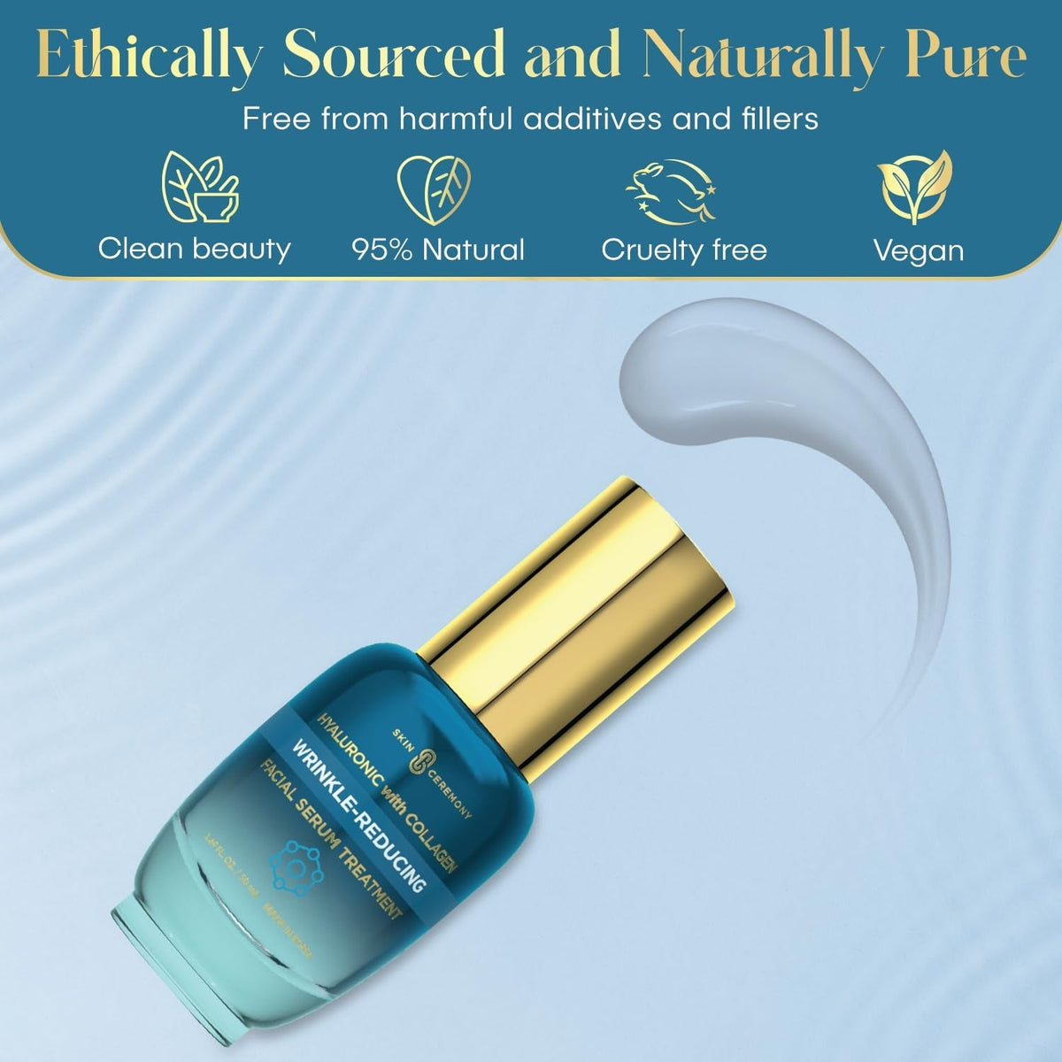 Hyaluronic Acid & Collagen Wrinkle Reducing Serum - Deep Hydration, Plumps & Smooths Skin - Dermatologist Tested, Clean Beauty, Korean Skin Care - 1.69 FL.OZ. - themonogram manor 