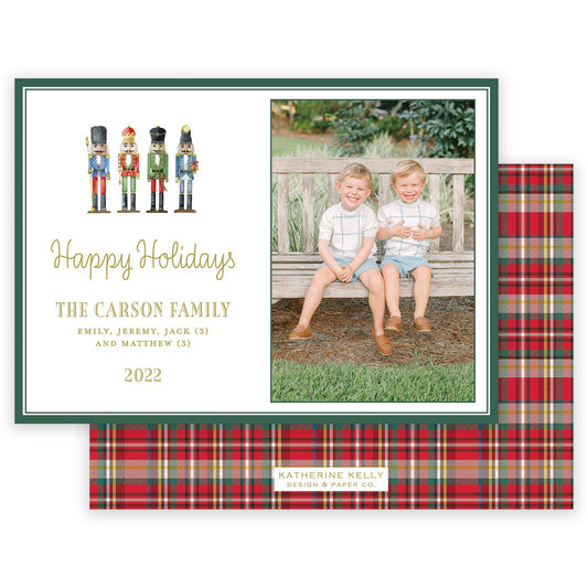 nutcracker green border landscape christmas card - themonogram manor 