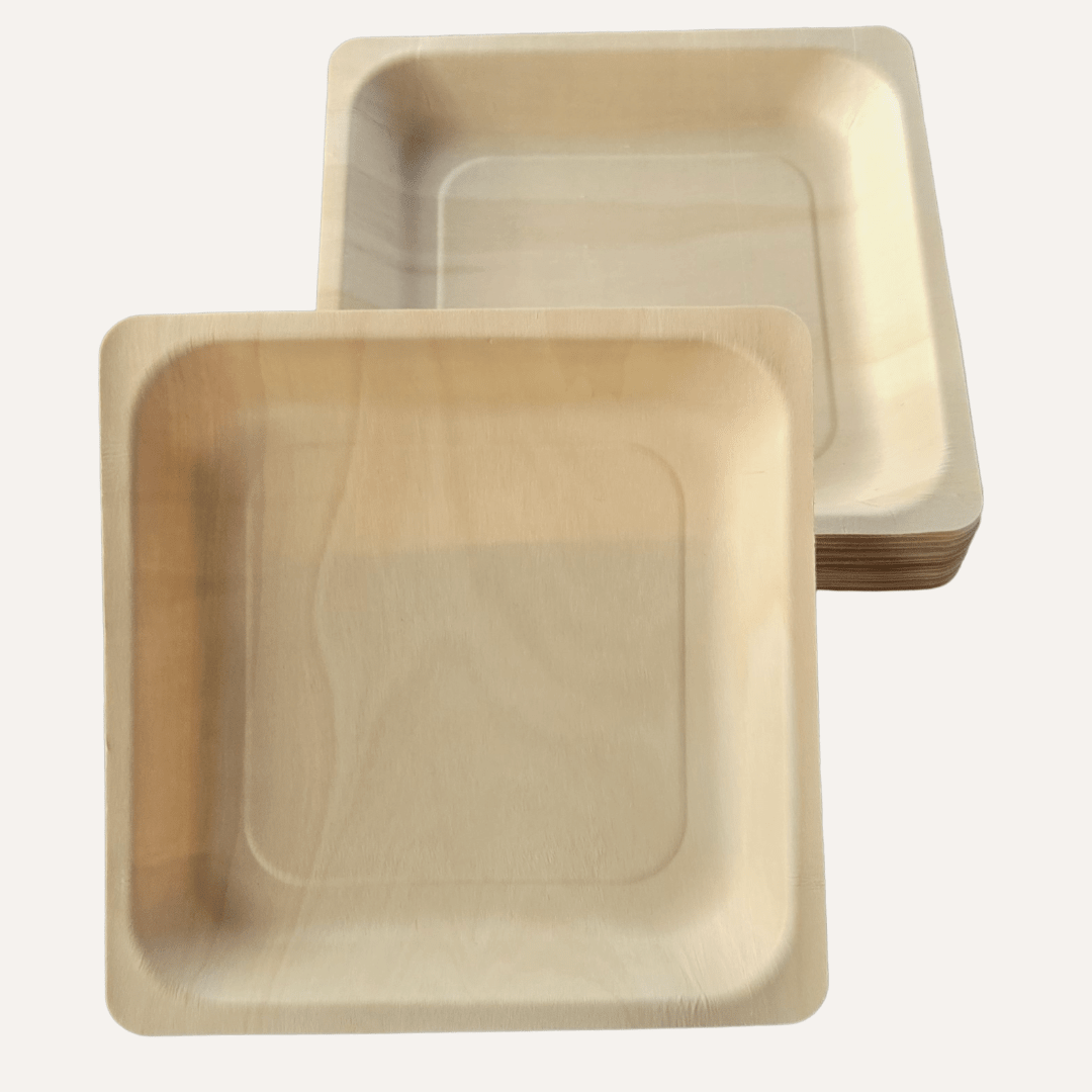 Eco Friendly Square Wooden Plate 4.5" (500 Pack) like Bamboo and Palm leaf - themonogram manor 