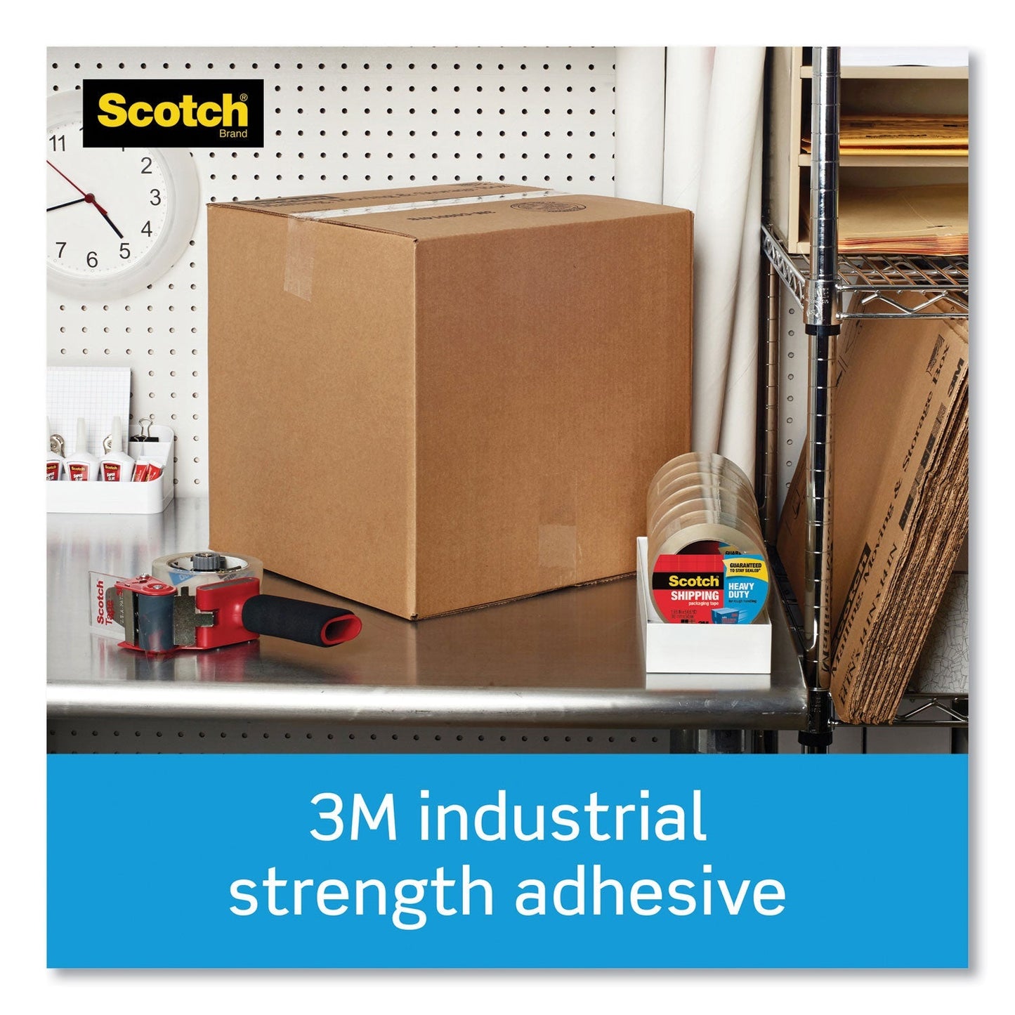 Scotch 3850 Heavy - Duty Packaging Tape with DP300 Dispenser, 3" Core, 1.88" x 54.6 yds, Clear, 6/Pack - themonogram manor 