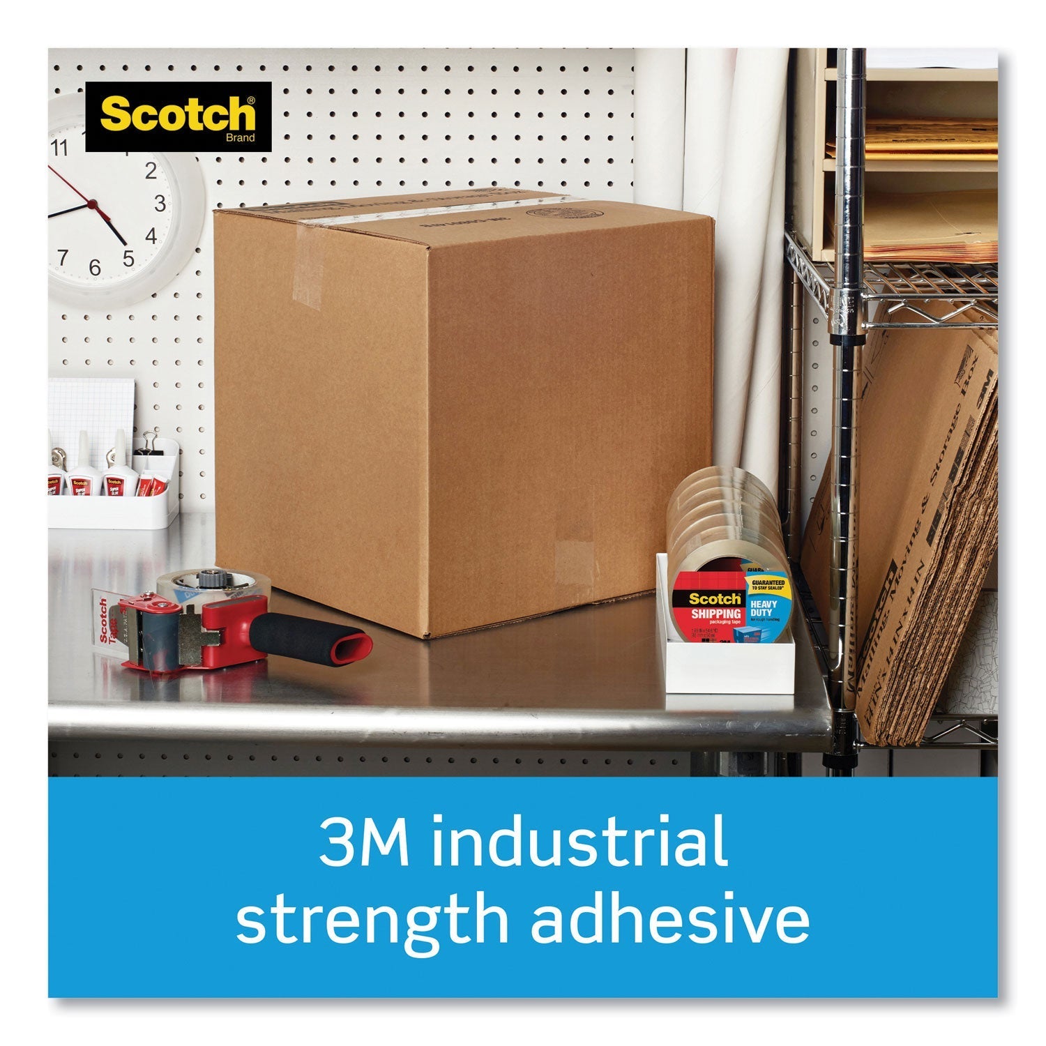 Scotch 3850 Heavy - Duty Packaging Tape with DP300 Dispenser, 3" Core, 1.88" x 54.6 yds, Clear, 6/Pack - themonogram manor 