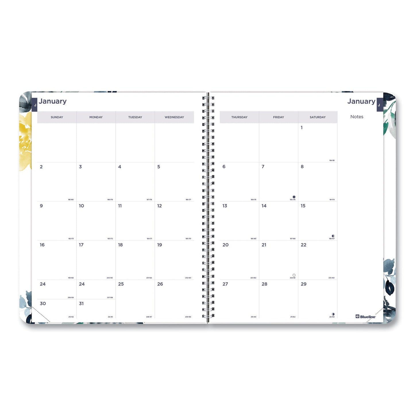 Blueline Monthly 14 - Month Planner, Floral Watercolor Artwork, 11 x 8.5, Multicolor Cover, 14 - Month (Dec to Jan): 2022 to 2024 - themonogram manor 