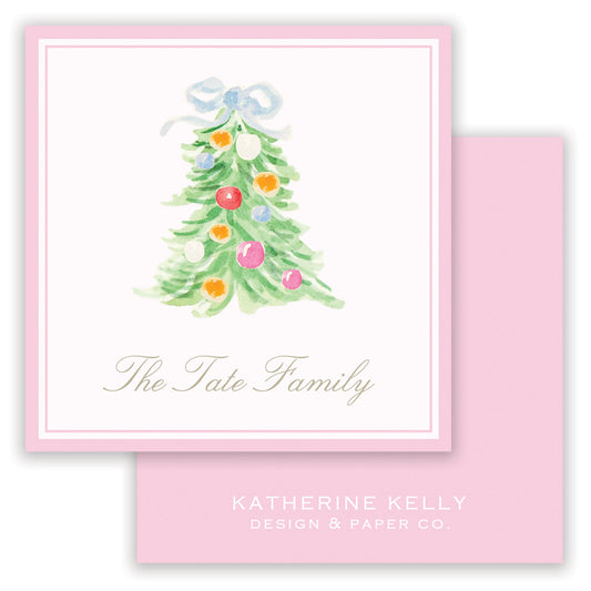 oh, christmas tree pink enclosure card - themonogram manor 