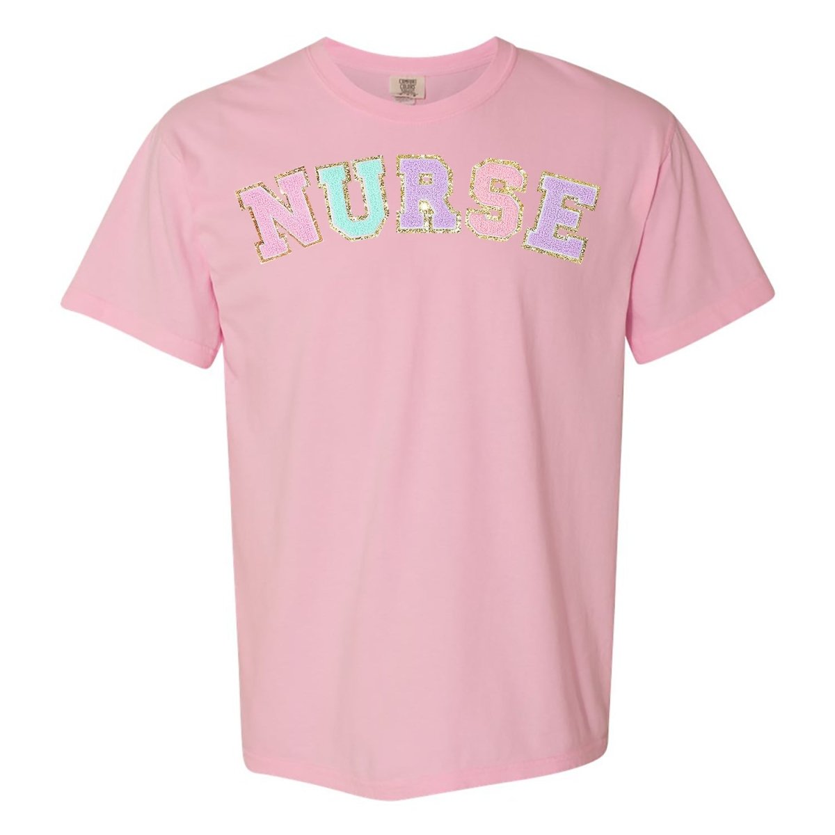 Nurse Colorful Letter Patch Comfort Colors T-Shirt - themonogram manor 