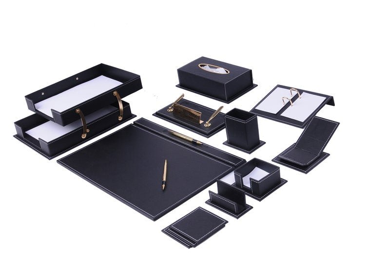 MOOG Luxury Desk Set - 14 Accessories - Tan - 14 PCS - themonogram manor 
