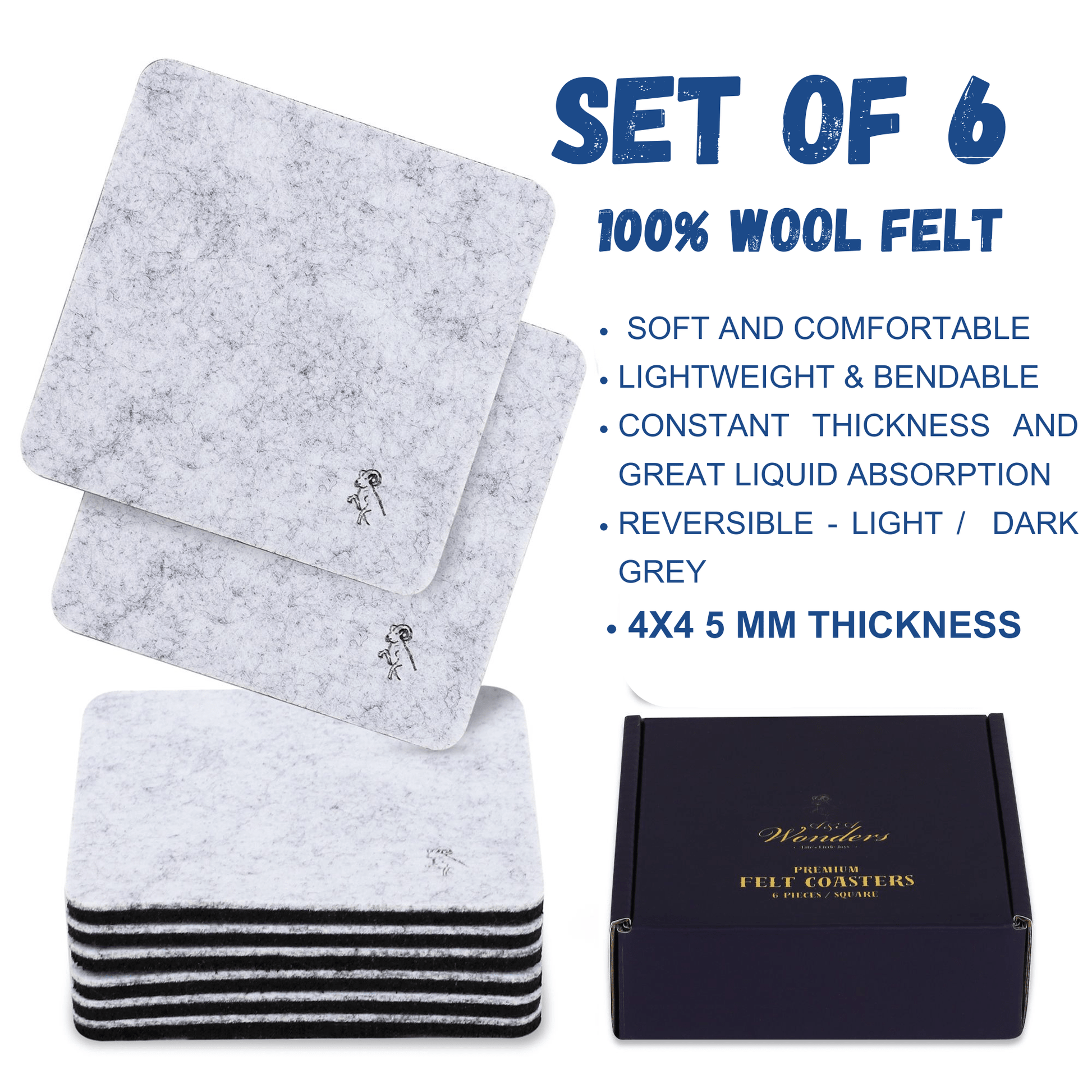 Premium Felt Coasters for Drink Set of 18 Pcs - (square) - themonogram manor 