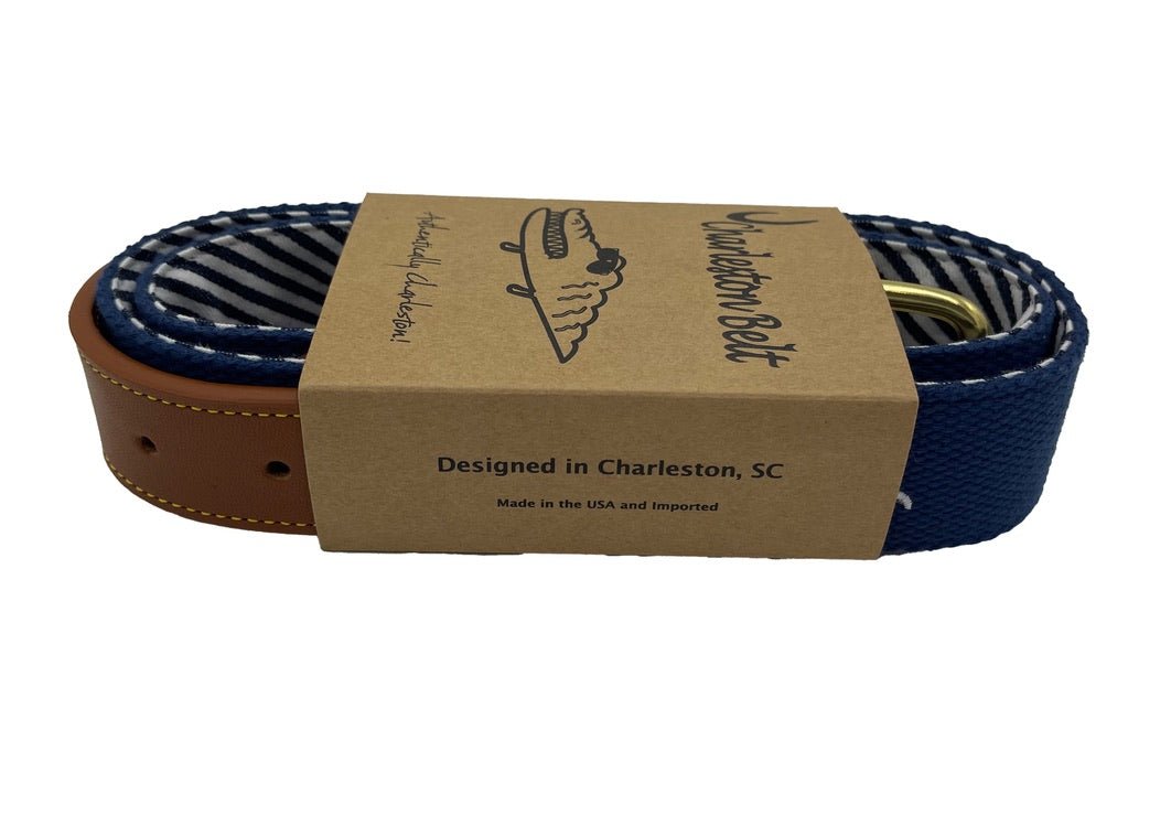 South Carolina Crescent Moon Palmetto State Flag Belt - Navy Blue - themonogram manor 