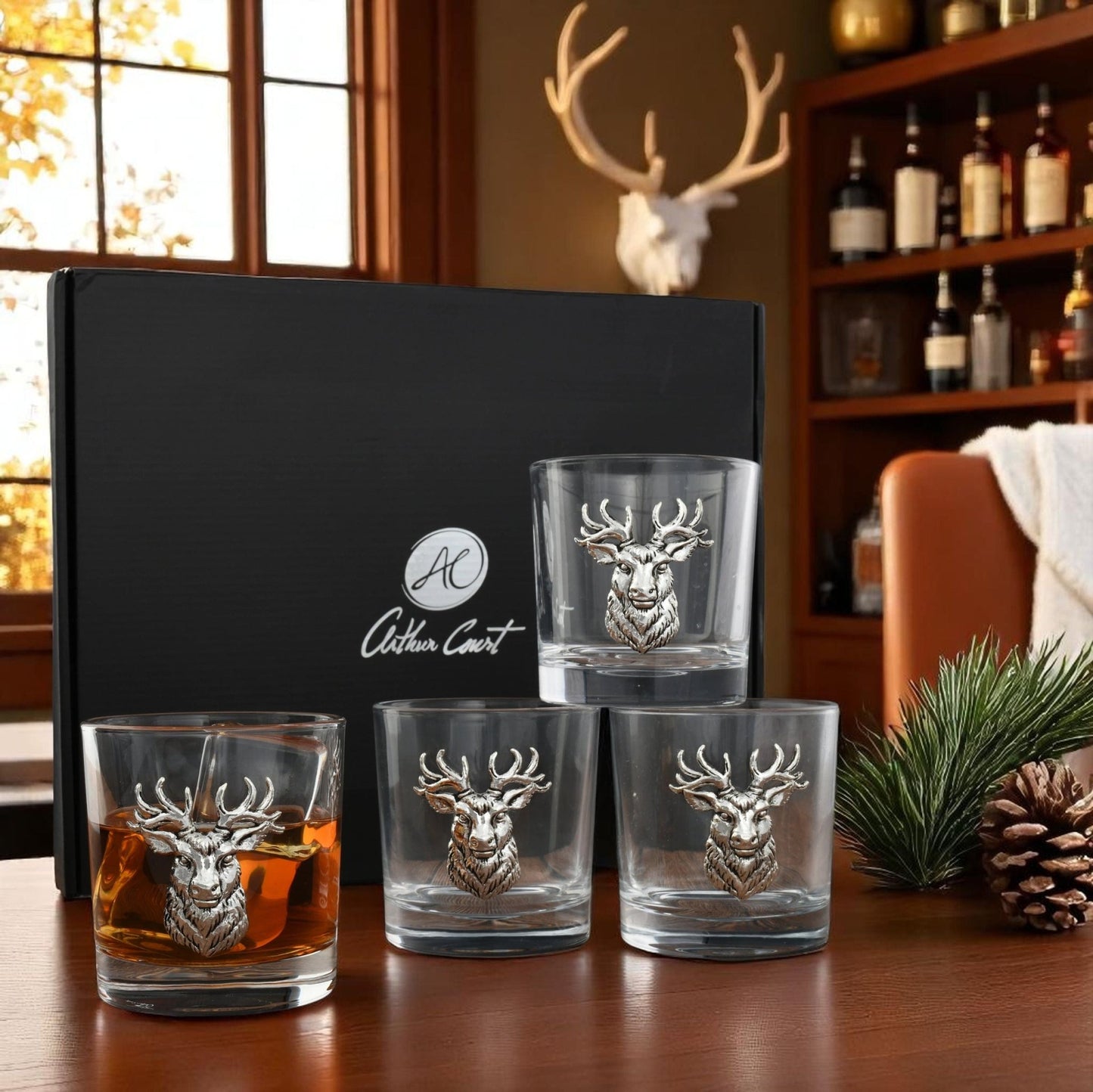 Elk Head Bar Glasses Set of 4 - themonogram manor 