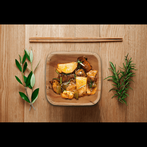 Bosnal - Palm Leaf Biodegradable Bowls, 5 inch, Square - themonogram manor 