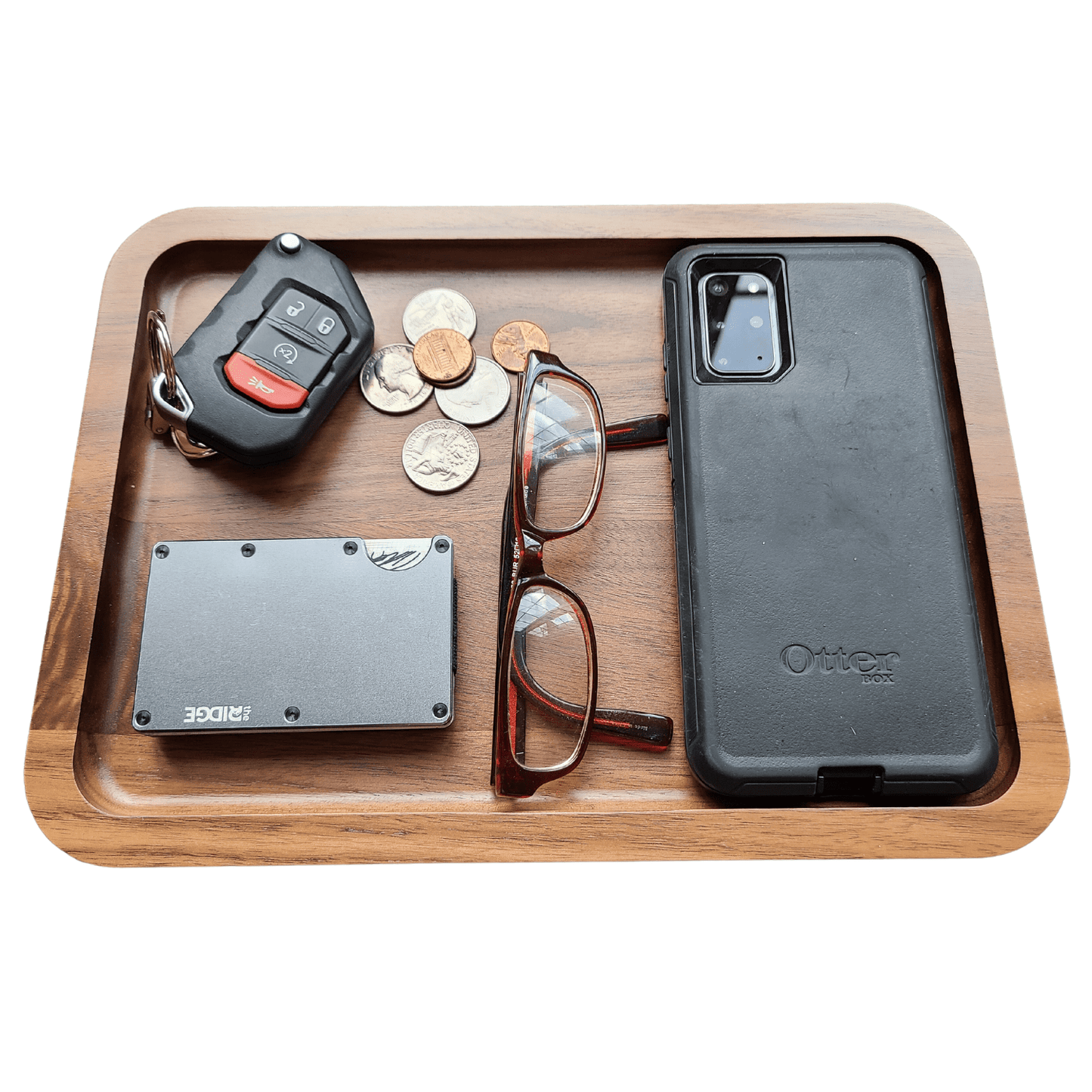 Valet Tray - Catch All Tray - Accessories Organizer - Walnut Wood - themonogram manor 