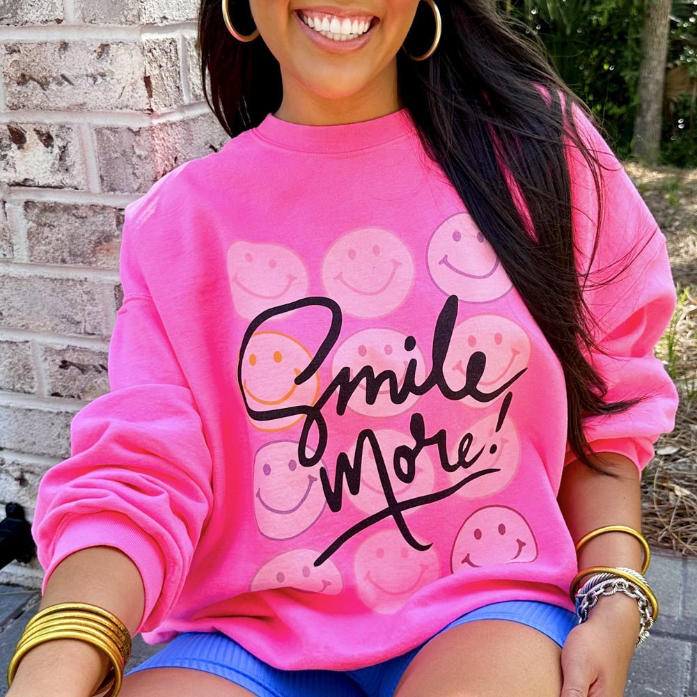 'Smile More' Crewneck Sweatshirt - themonogram manor 