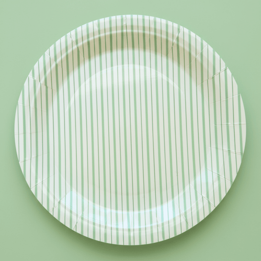 Mint Fine Stripes Plates (Set of 8) - themonogram manor 