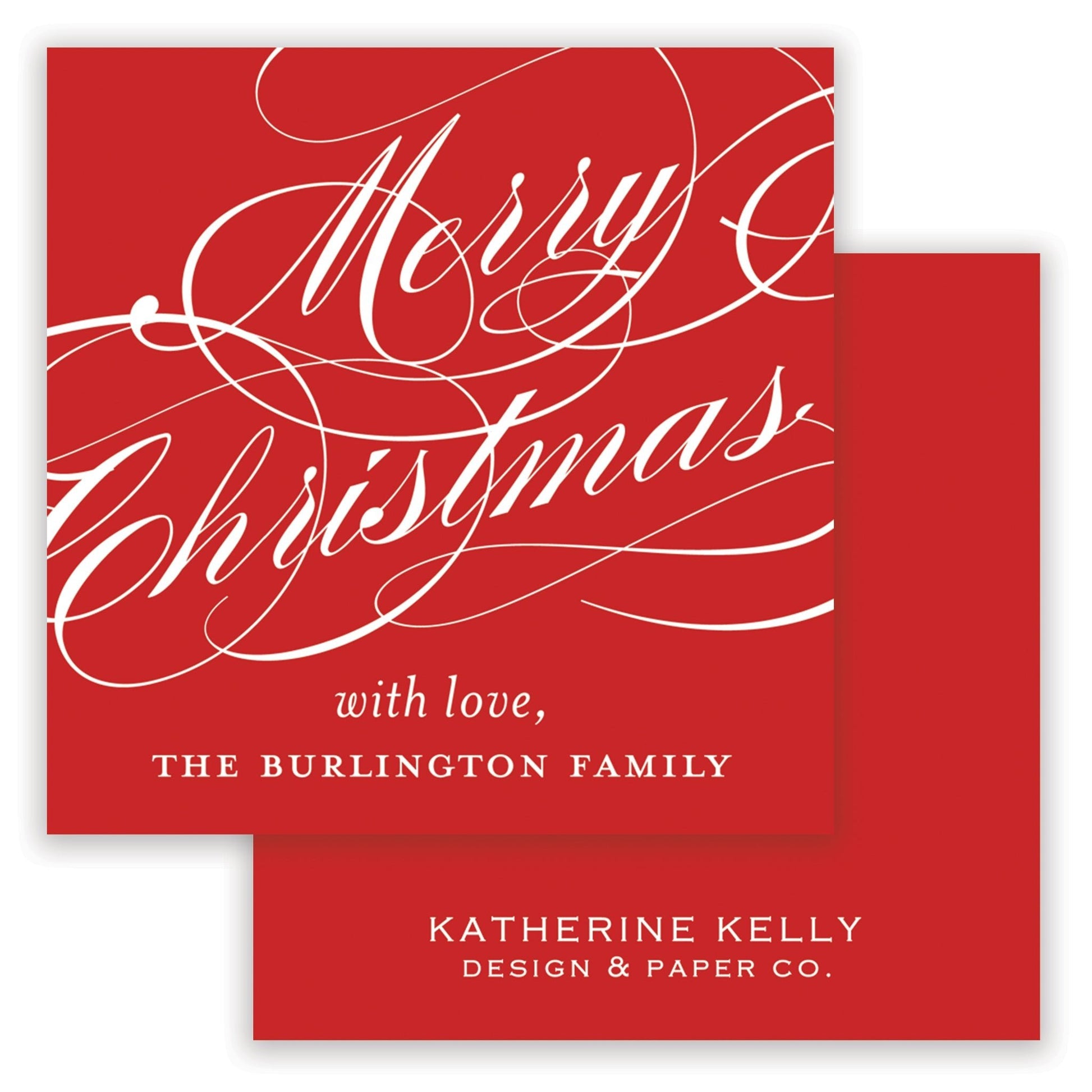 christmas script red enclosure card - themonogram manor 