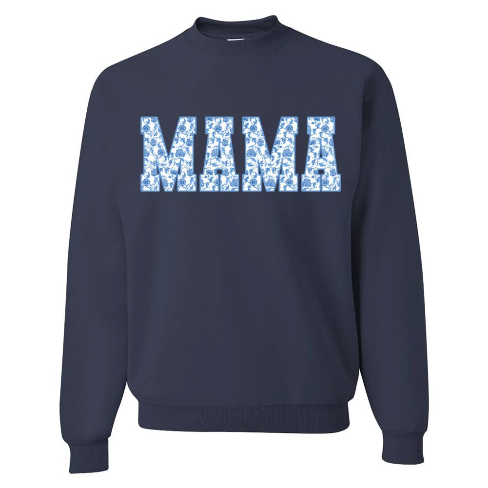 'Blue & White Chinoiserie 'Mama' Crewneck Sweatshirt - themonogram manor 