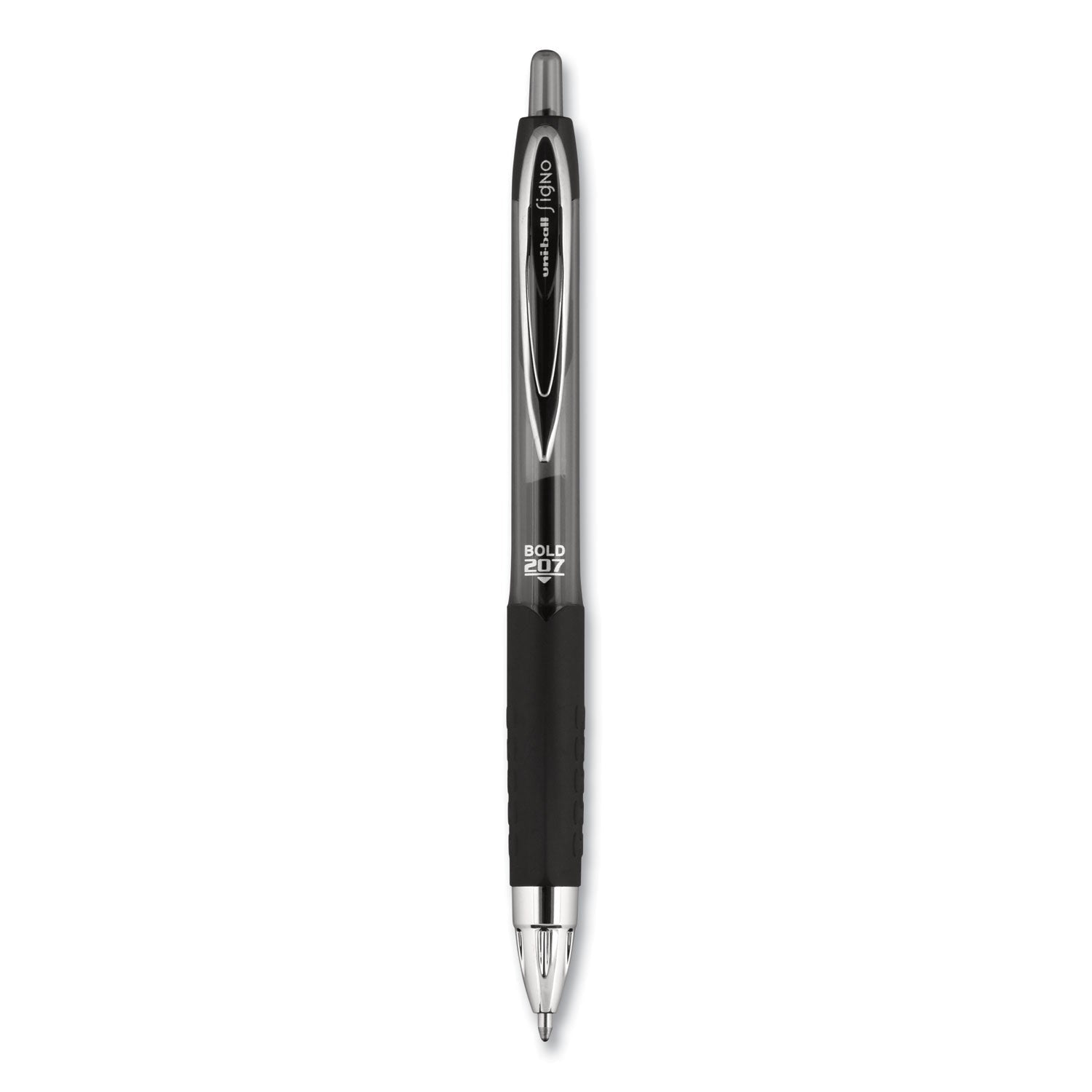 uniball Signo 207 Gel Pen, Retractable, Bold 1 mm, Black Ink, Translucent Black Barrel, Dozen - themonogram manor 