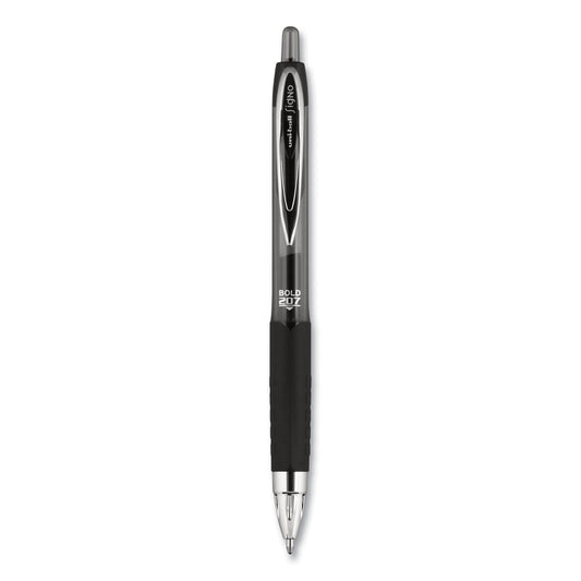 uniball Signo 207 Gel Pen, Retractable, Bold 1 mm, Black Ink, Translucent Black Barrel, Dozen - themonogram manor 