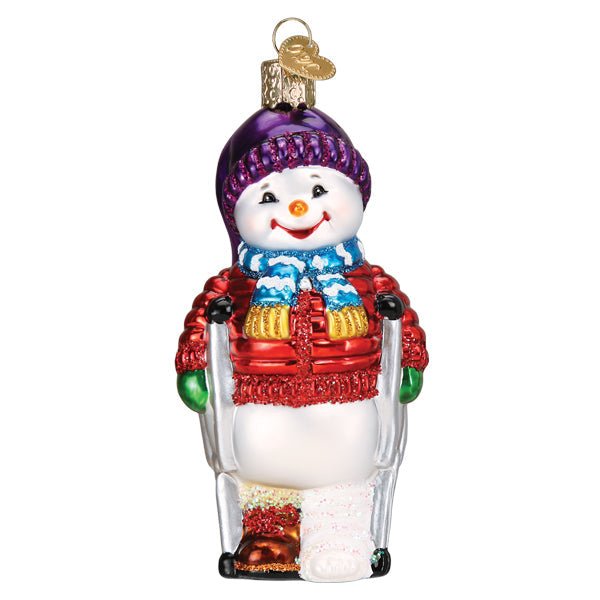 Snowman With Crutches Ornament - themonogram manor 