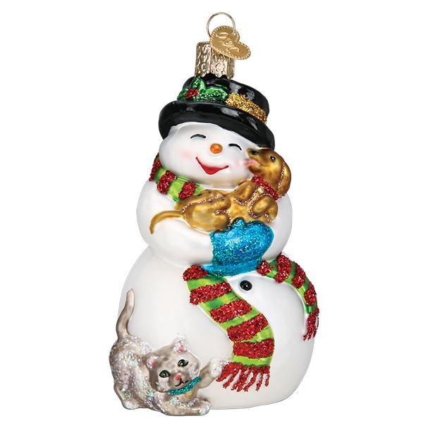 Snowman With Playful Pets - themonogram manor 