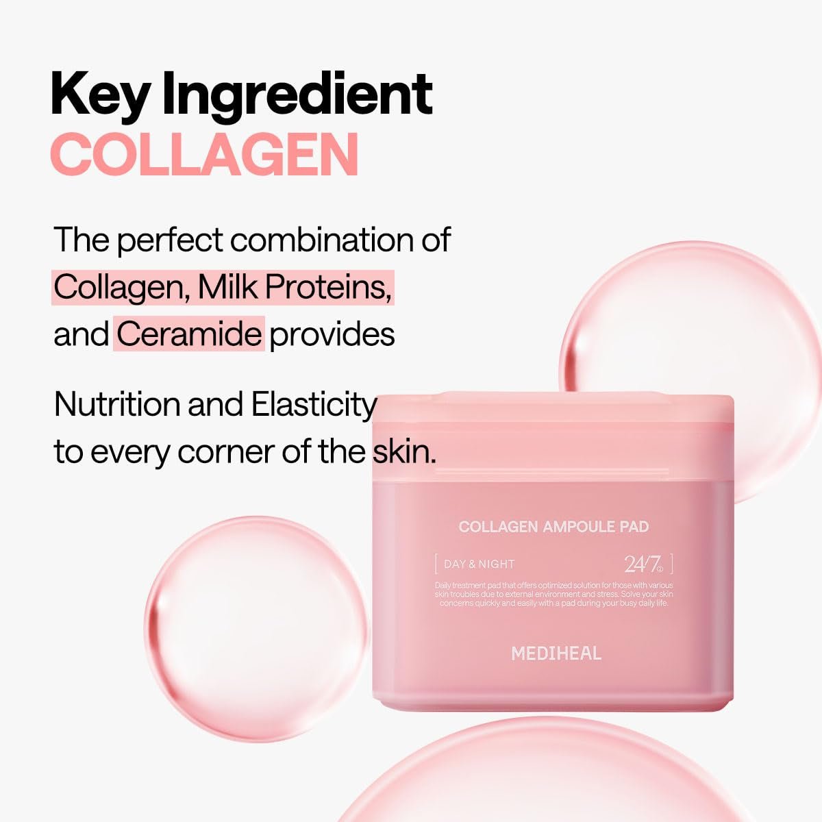 Collagen Ampoule Facial Toner Pads - Collagen & Ceramide - Skin Firming & Restore Elasticity & Deep Hydration - Tighten Wrinkles & Lines - Vegan Eco Silk Fabric - themonogram manor 