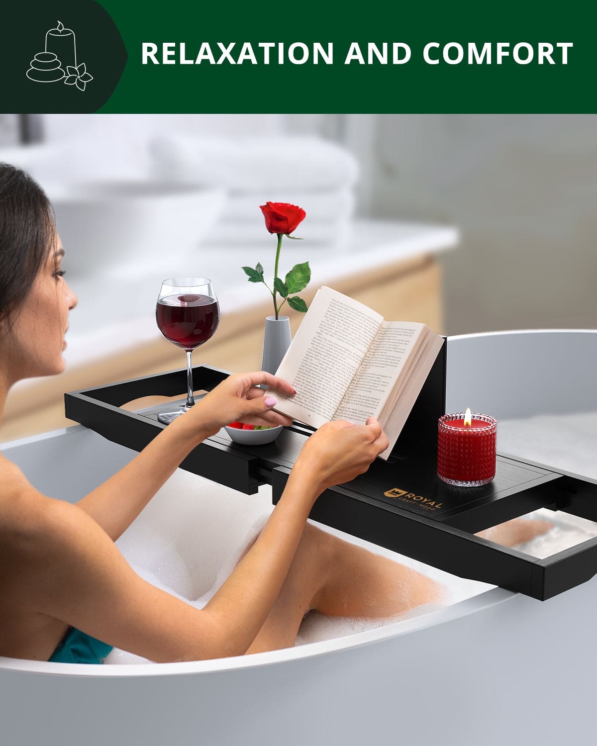 Bathtub Caddy Tray Lite, Black - themonogram manor 