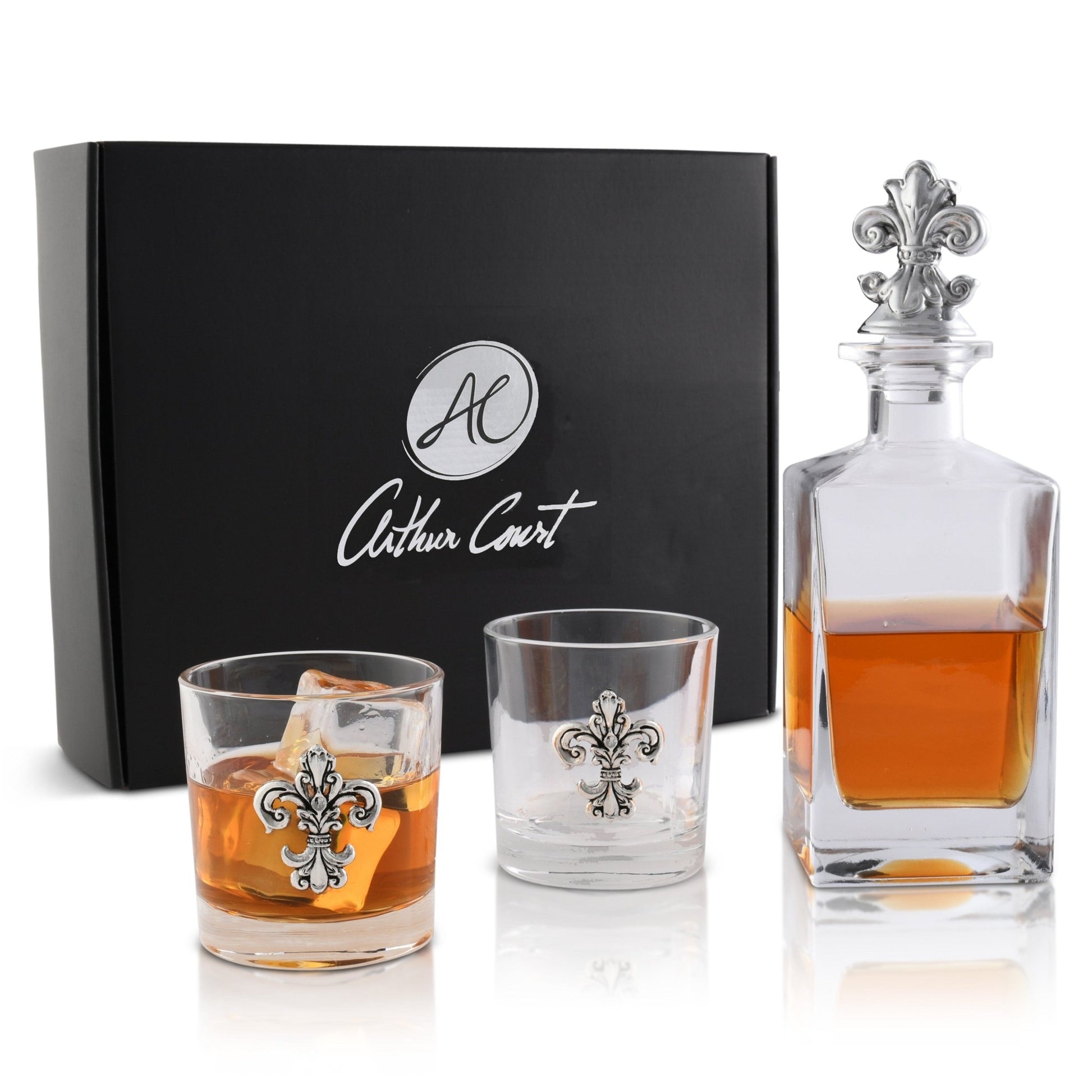 Fleur - de - lis Decanter Set with Glasses - themonogram manor 