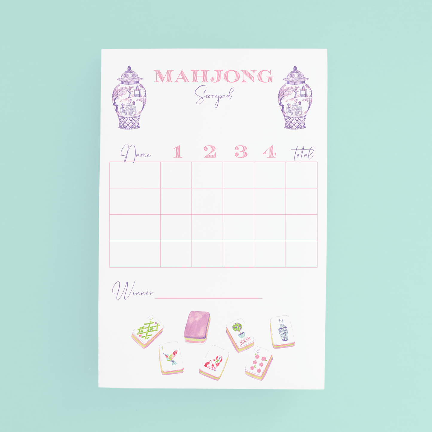 Mahjong Scorecard Pad - Taylor Tiles - themonogram manor 