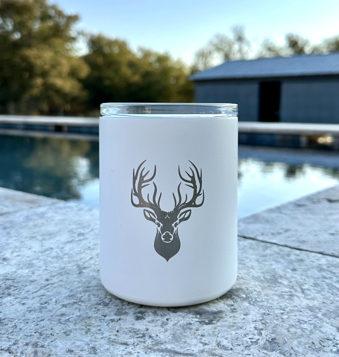 Limited Edition Deer Hunter Glass Lined Whiskey Glass in White - themonogram manor 