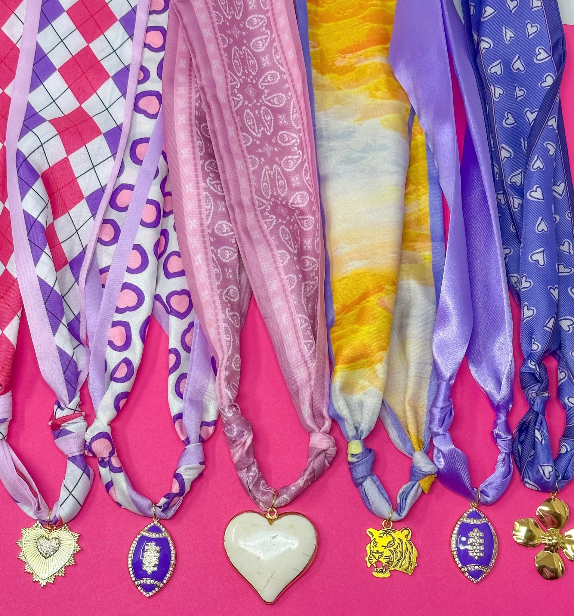 Game Day Scarf Charm Necklace - Purple and Gold - themonogram manor 