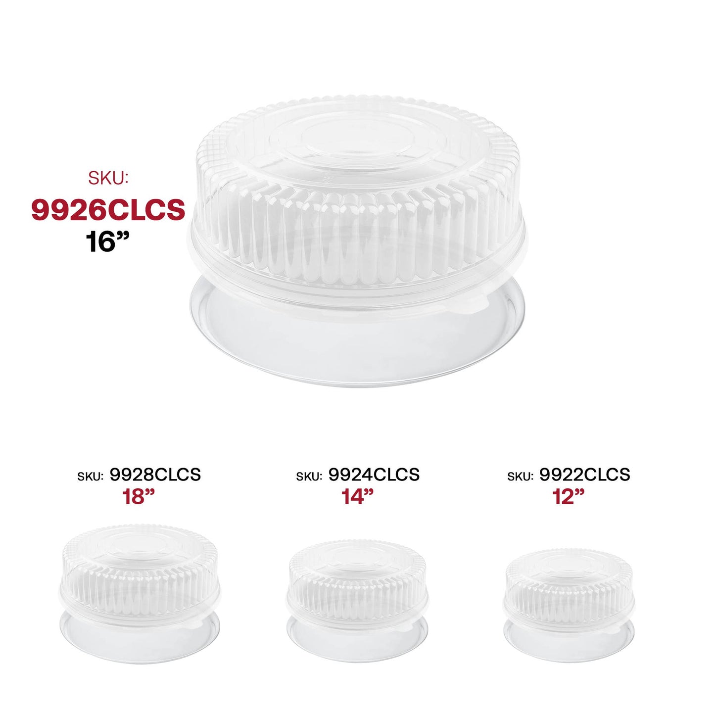 16" Clear Round Plastic Trays with Lids - 25 Sets - themonogram manor 