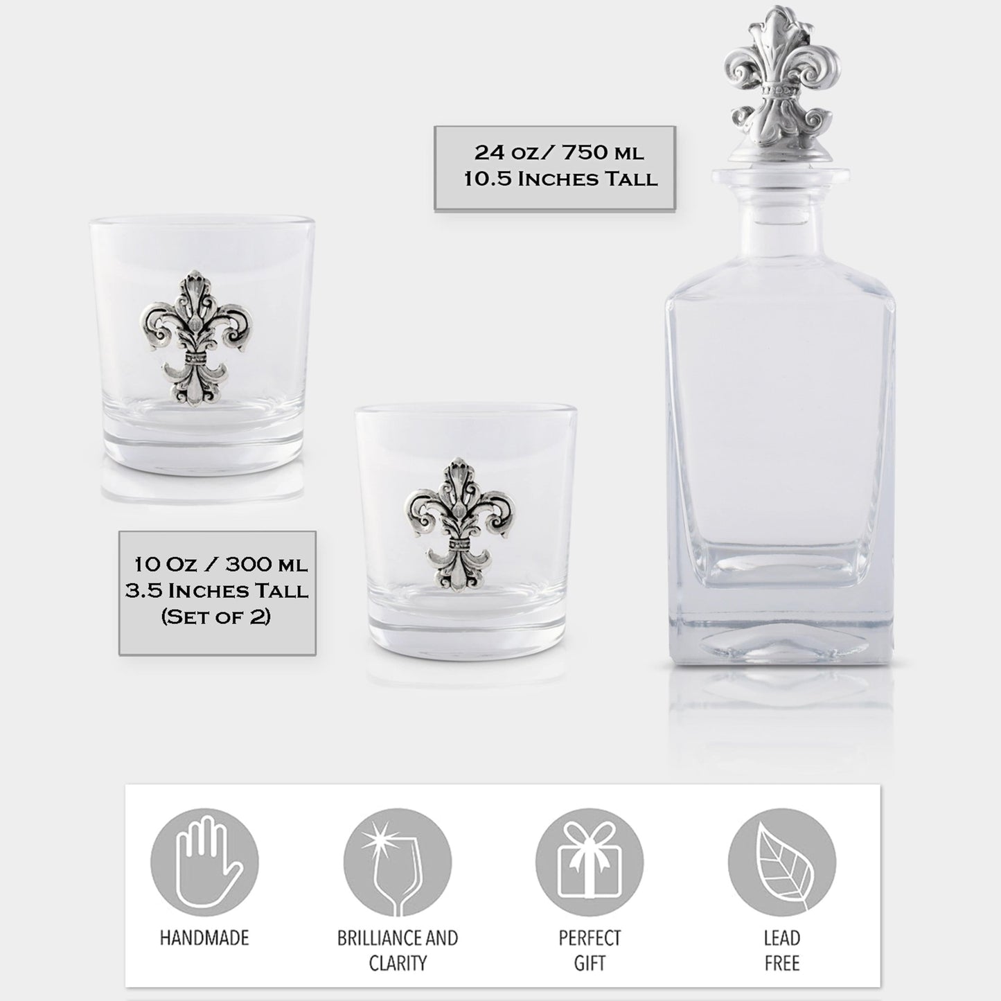 Fleur - de - lis Decanter Set with Glasses - themonogram manor 