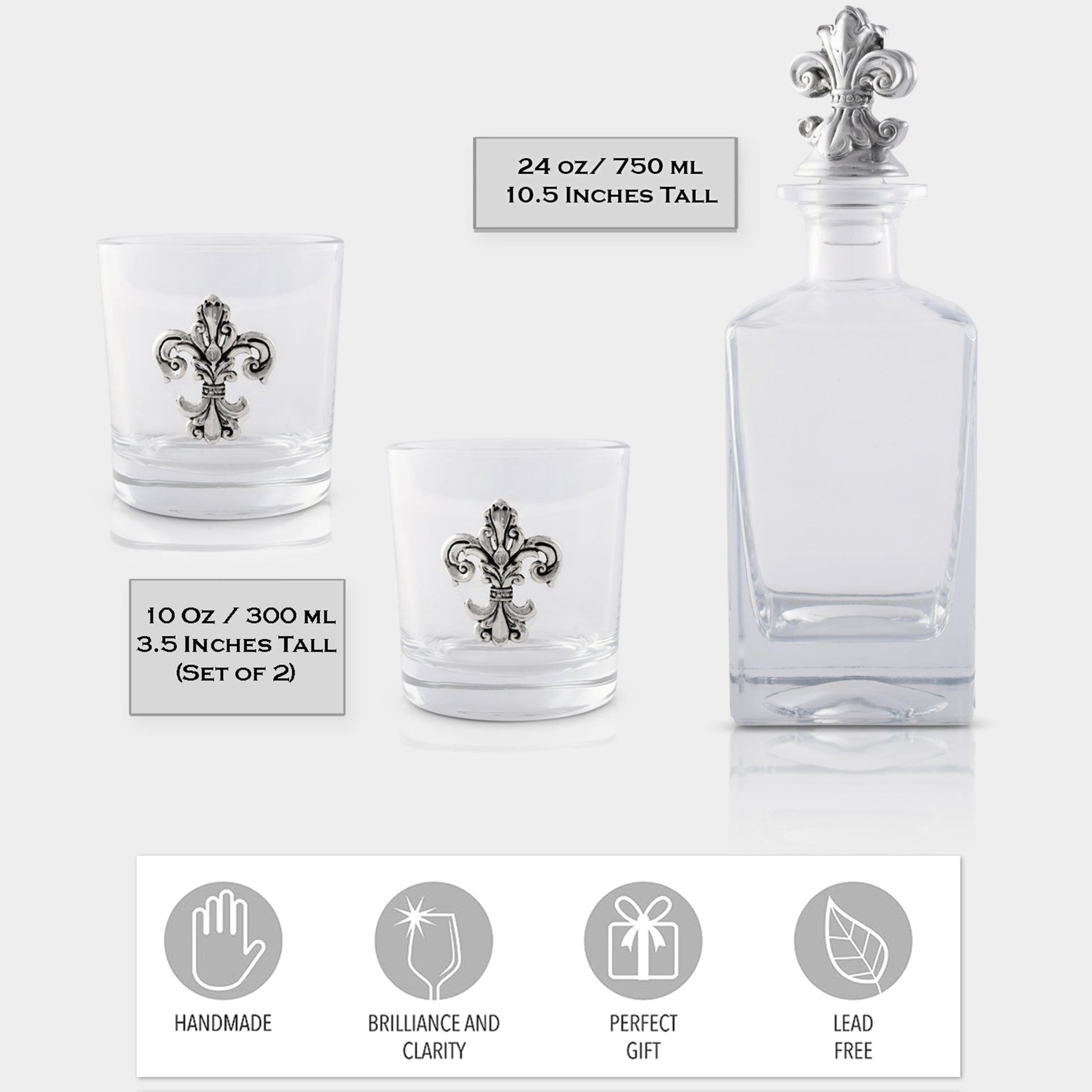 Fleur - de - lis Decanter Set with Glasses - themonogram manor 