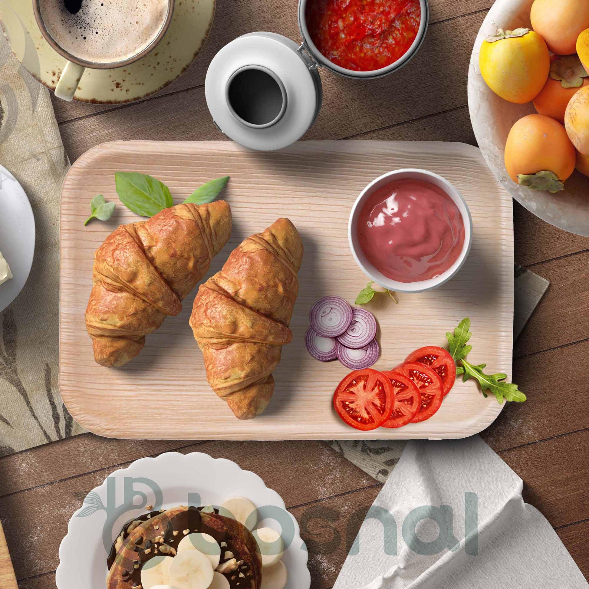 Bosnal - Palm Leaf Biodegradable Plates, 9 x 6 inch Rectangle - themonogram manor 