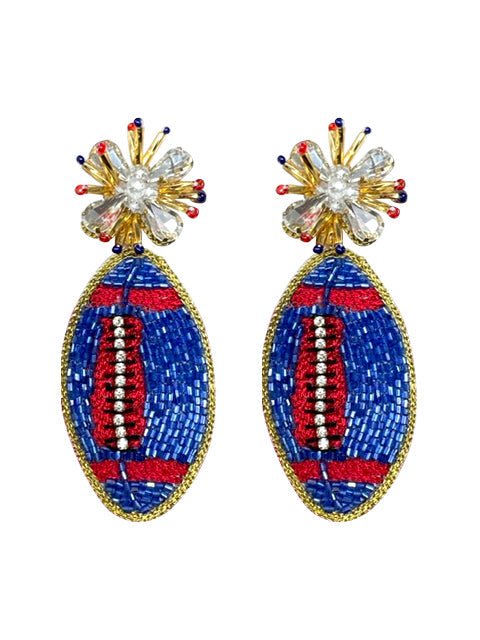 Football Burst Earrings - Blue and Red - themonogram manor 