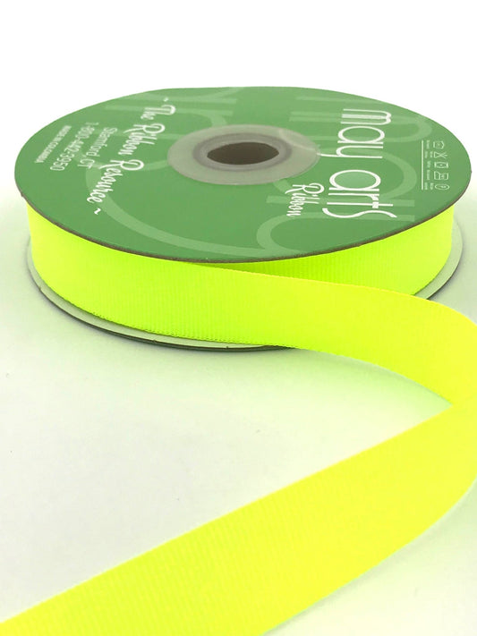 3/4" Neon Yellow Woven Grosgrain Ribbon - themonogram manor 